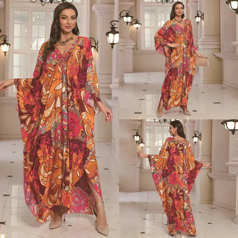 Cotton Printed Vacation Beach Long Dress for Women, Loose Long Dress, Bikini Cover-Up, Sun Protection Clothing My Store
