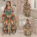Cotton Printed Vacation Beach Long Dress for Women, Loose Long Dress, Bikini Cover-Up, Sun Protection Clothing My Store