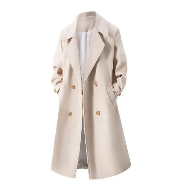 Double-Breasted Wool Overcoat With Lapel Collar My Store