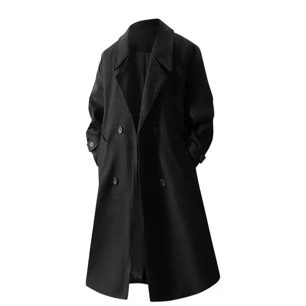 Double-Breasted Wool Overcoat With Lapel Collar My Store