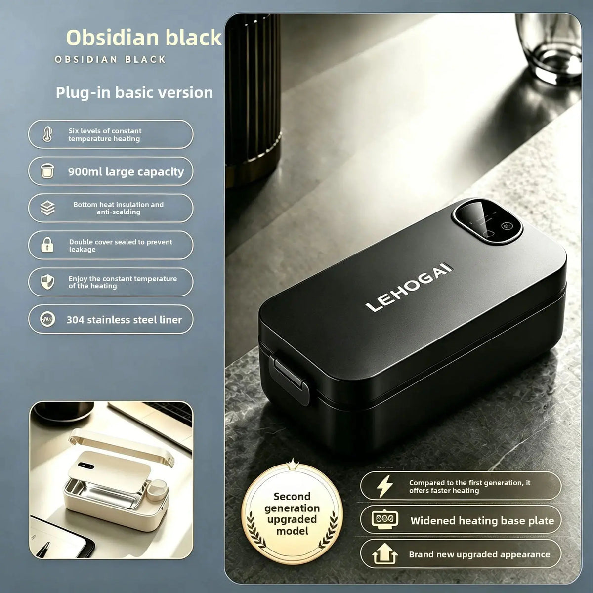 New Model of Water-Free Heating Lunch Box, USB Charging Portable Insulated Lunch Box, 304 Stainless Steel Electric Heating Lunch Box My Store