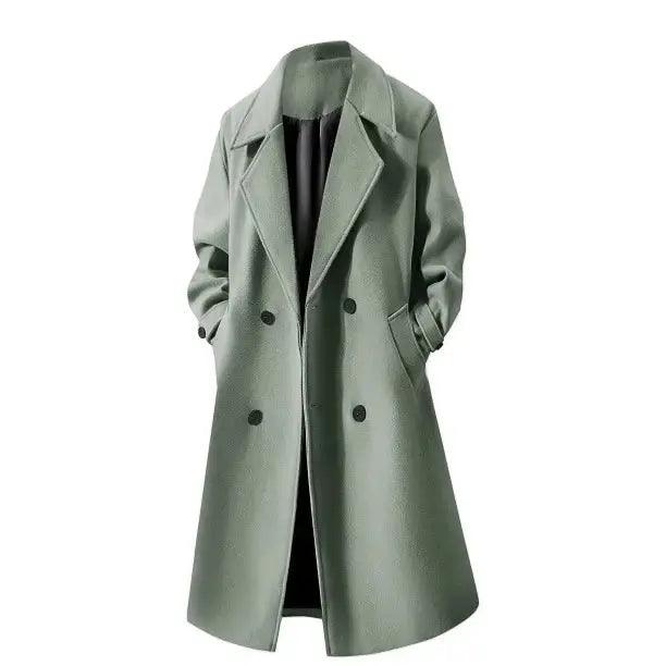 Double-Breasted Wool Overcoat With Lapel Collar My Store
