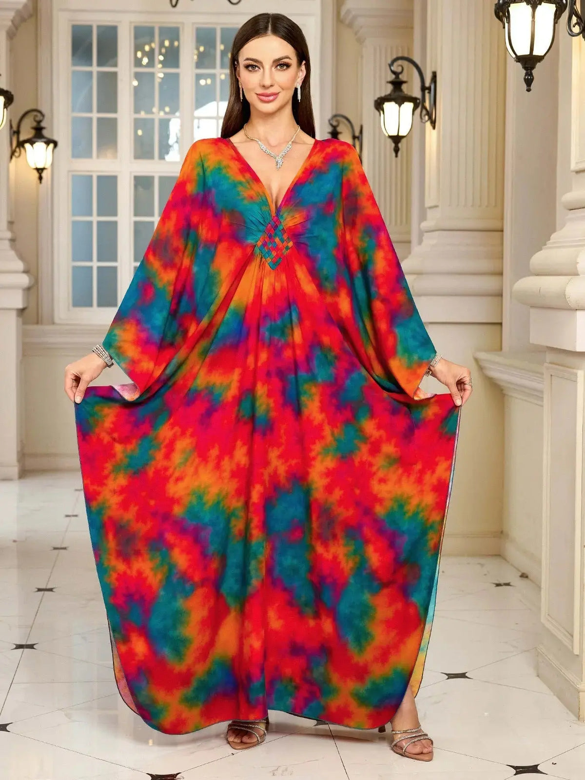 Cotton Printed Vacation Beach Long Dress for Women, Loose Long Dress, Bikini Cover-Up, Sun Protection Clothing My Store