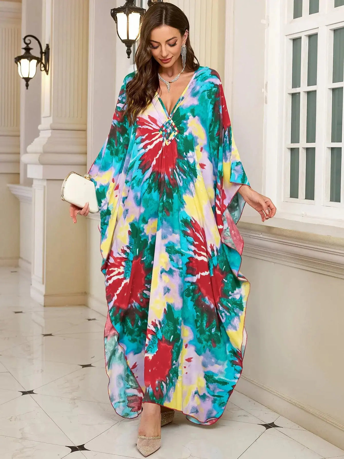 Cotton Printed Vacation Beach Long Dress for Women, Loose Long Dress, Bikini Cover-Up, Sun Protection Clothing My Store