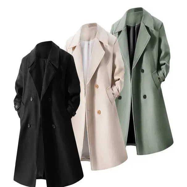 Double-Breasted Wool Overcoat With Lapel Collar My Store