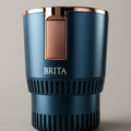 Blue Metallic Cylindrical Device with Rose-Gold Accent Panel Velmora