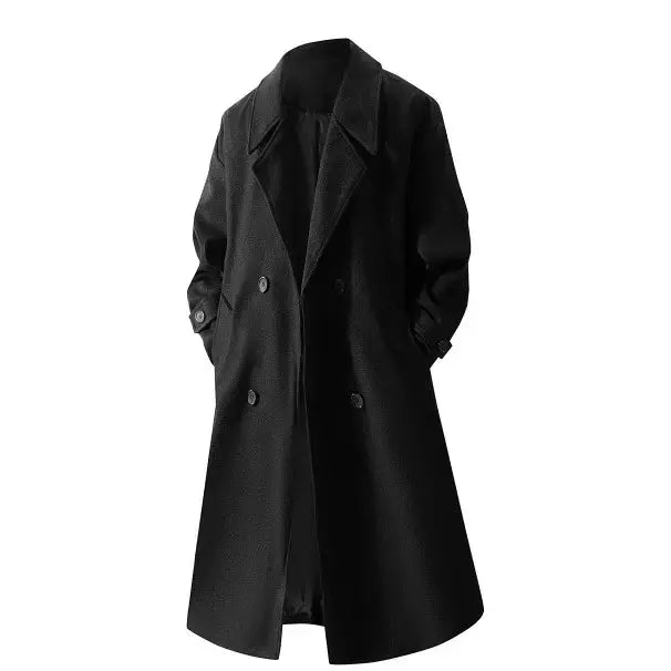 Double-Breasted Wool Overcoat With Lapel Collar My Store