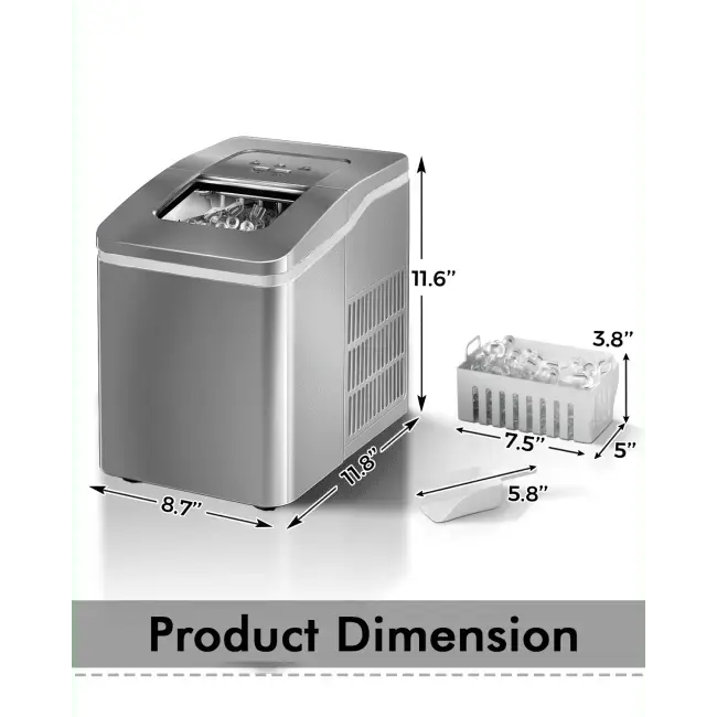 26lbs/24h Portable Countertop Ice Maker Machine with Scoop Doba