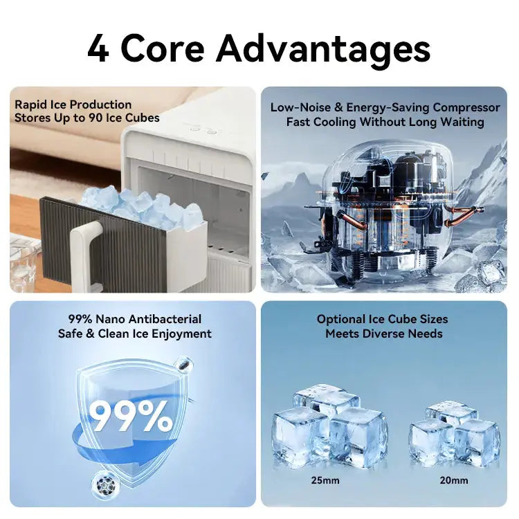 PSZBJ-K12   Automatic Ice Maker-Blue Storage Ice for Outdoor Camping. Features: 12kg/day capacity, PVC material (BPA-free), touch controls, quick ice-making, coffee ice cubes, car-friendly des Doba