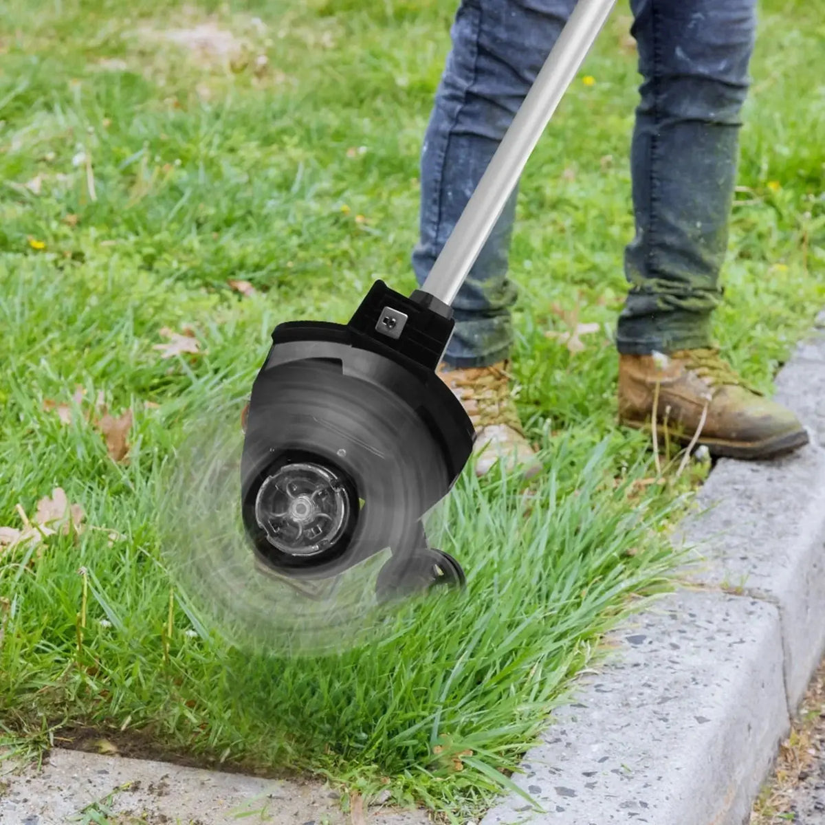 21V Electric Weed Edger Cordless String Trimmer Grass Mower Eater Bush Cutter with 16800RPM 2x 3000mAh Batteries 3.6-4.6FT Length 90° Rotatable Angle Saw Blade Steel Blade String Blade GPCT5290 Doba