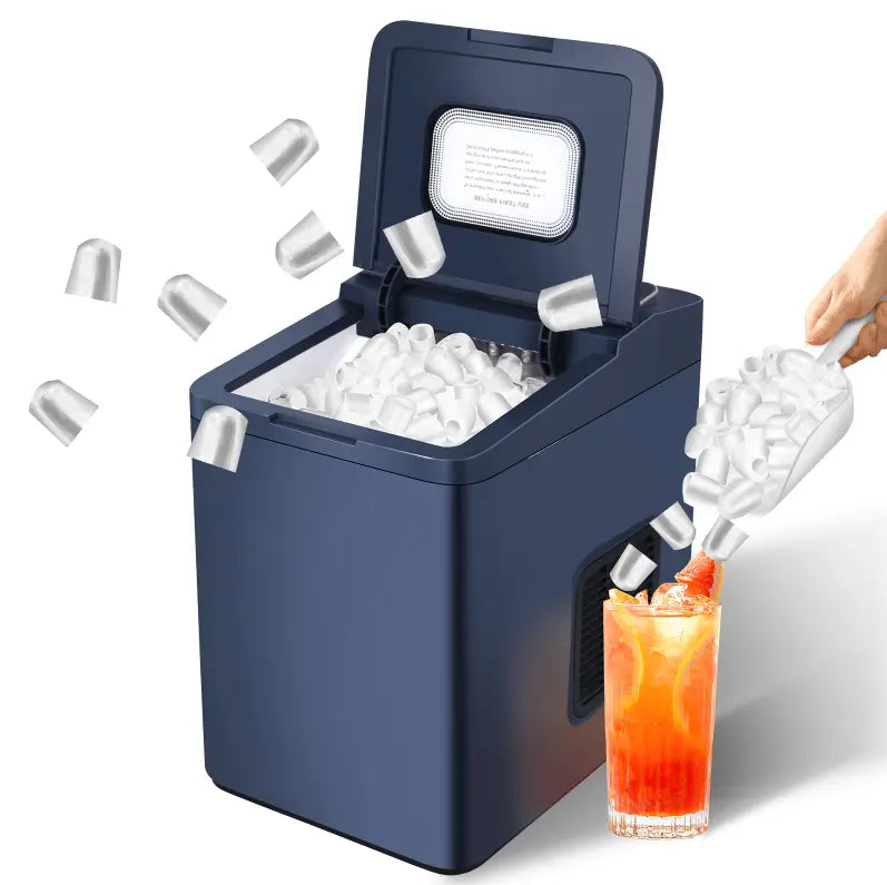 PSZ6D Automatic Ice Maker-Home & Outdoor Camping Ice Maker with Bullet Ice Technology. 12kg/day capacity, PVC material (BPA-free), touch-sensitive buttons, instant ice production, coffee ice cubes Doba