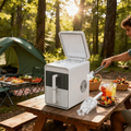 PSZBJ-K12  Automatic Ice Maker-Blue Storage Ice for Outdoor Camping. Features: 12kg/day capacity, PVC material (BPA-free), touch controls, quick ice-making, coffee ice cubes, car-friendly design, Doba