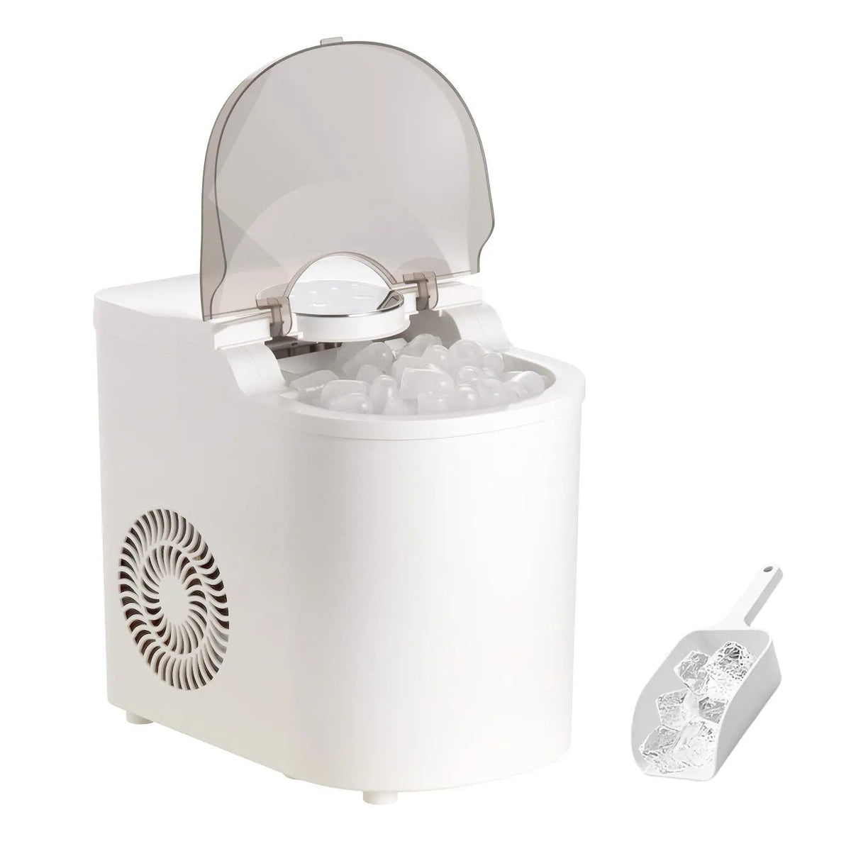 Countertop Ice Maker, 7 Cubes Ready in 6 Mins, 26 lbs per Day, Self-Cleaning Portable Machine with Ice Scoop, Ice-Making Machine with 2 Sizes Bullet Ices for Home, Kitchen, Office, Bar & Party Doba