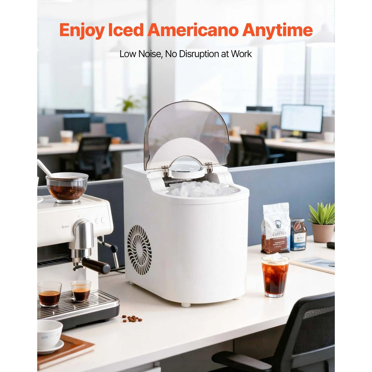 Countertop Ice Maker, 7 Cubes Ready in 6 Mins, 26 lbs per Day, Self-Cleaning Portable Machine with Ice Scoop, Ice-Making Machine with 2 Sizes Bullet Ices for Home, Kitchen, Office, Bar & Party Doba