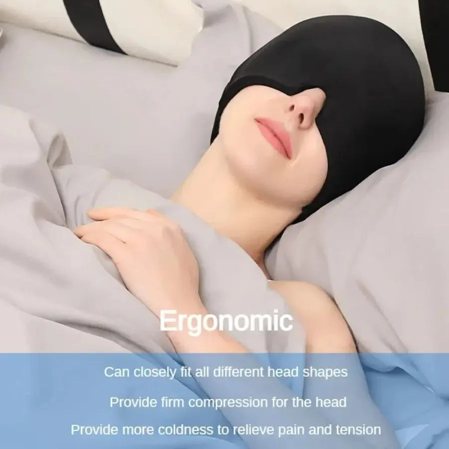 Migraine Relief Hat Gel Hot Cold Therapy Ice cap 360° Pain Mask Gel Release Pressure Head Massager Relax Pain Pack Eye Masks with Free Gift Doba