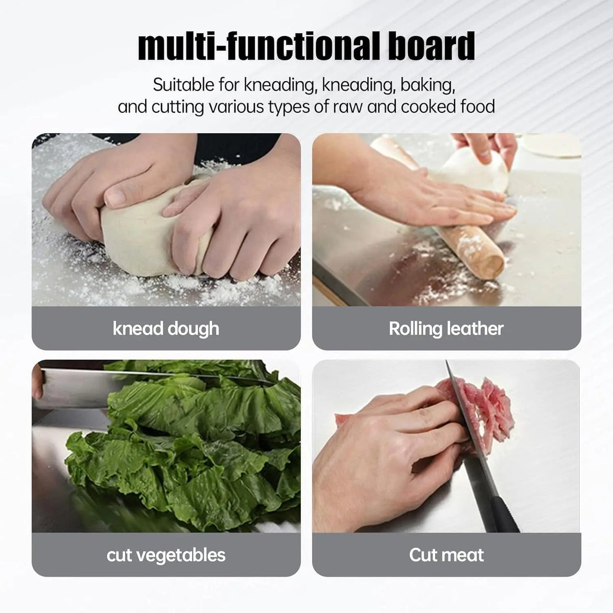 XXL 304 Stainless Steel Cutting Board  Anti-Slip & Mildew-Proof! No More Moldy Wooden Boards | Heavy-Duty & Food-Safe, Easy to Clean – Chop Meat, Knead Dough, Bake Prep All-in-One | Must-Have for Home Doba