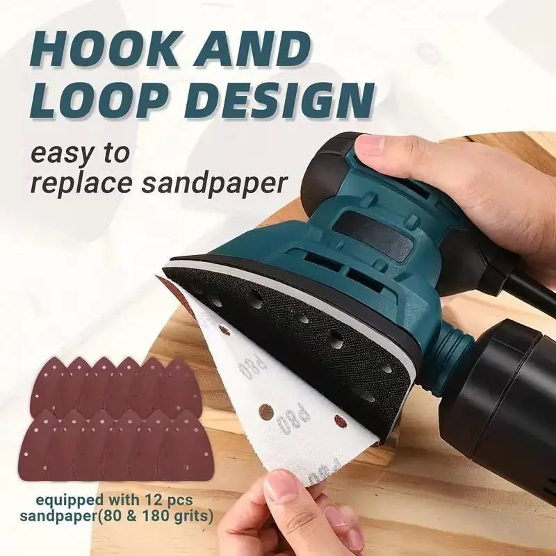 130W Electric Detail Sander, Handheld Mouse Sander with Dust Collection System, 13200 RPM Mini Sanding Tool with 12 Sandpapers for Woodworking, DIY and Tight Spaces Doba