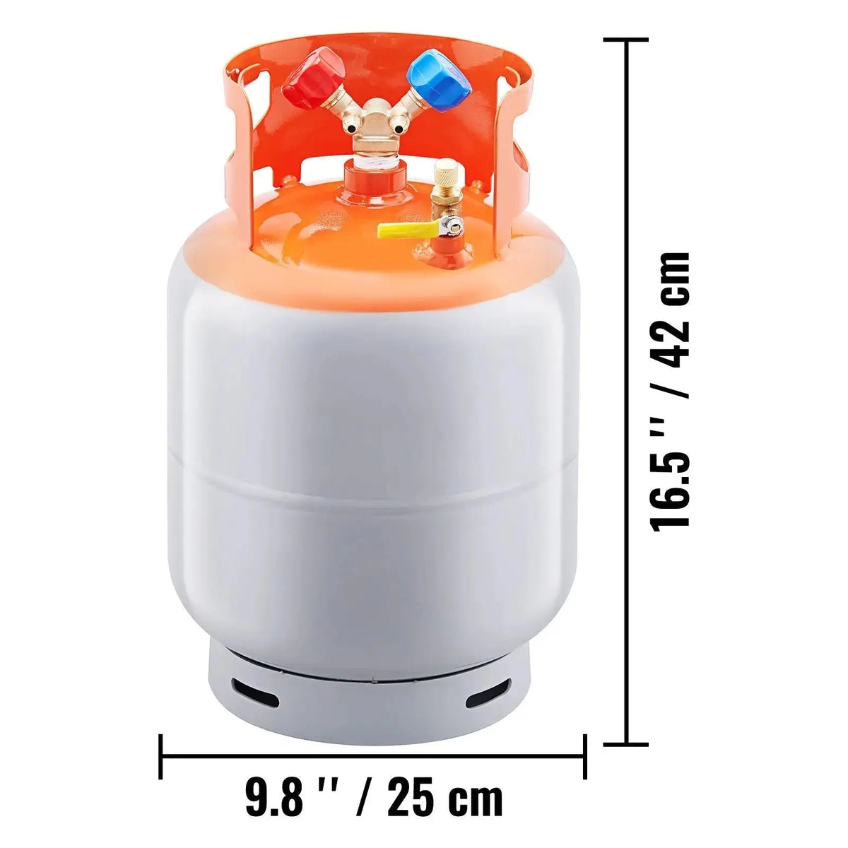 Refrigerant Recovery Tank, 30 LBS Capacity, 400 psi Portable Cylinder Tank with Y-Valve for Liquid/Vapor, High-sealing Recovery Can for R22/R134A/R410A, Orange+Gray Doba