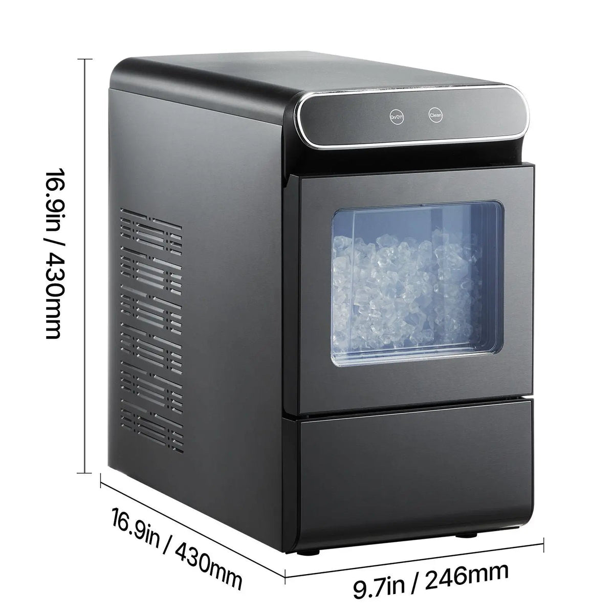 Nugget Ice Maker, 37lbs/24H Pebble Ice Maker with Self Cleaning, Chewable Ice Maker with Ice Scoop and Basket, Stainless Steel Ice Machine with Convenient Ice Transfer for Home Kitchen Office Doba