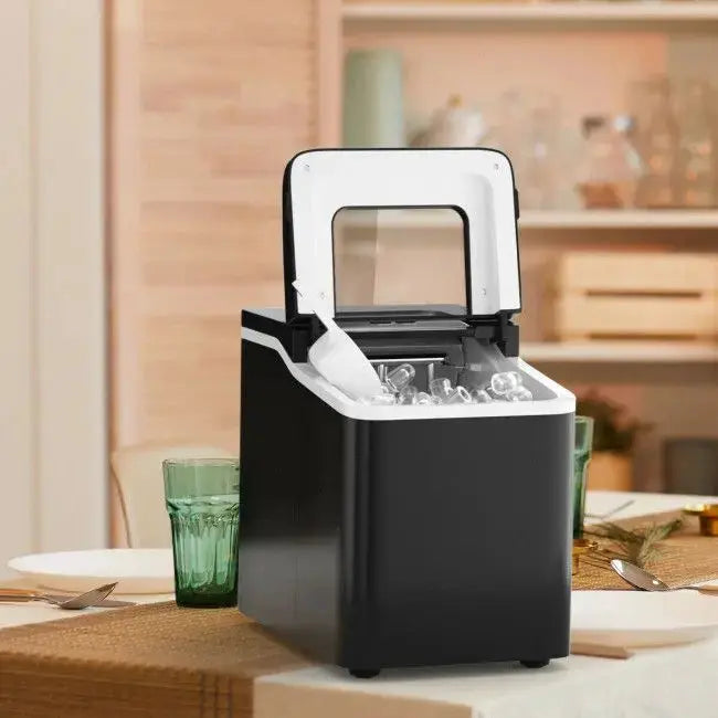 26lbs/24h Portable Countertop Ice Maker Machine with Scoop Doba