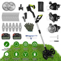 21V Electric Weed Edger Cordless String Trimmer Grass Mower Eater Bush Cutter with 16800RPM 2x 3000mAh Batteries 3.6-4.6FT Length 90° Rotatable Angle Saw Blade Steel Blade String Blade GPCT5290 Doba