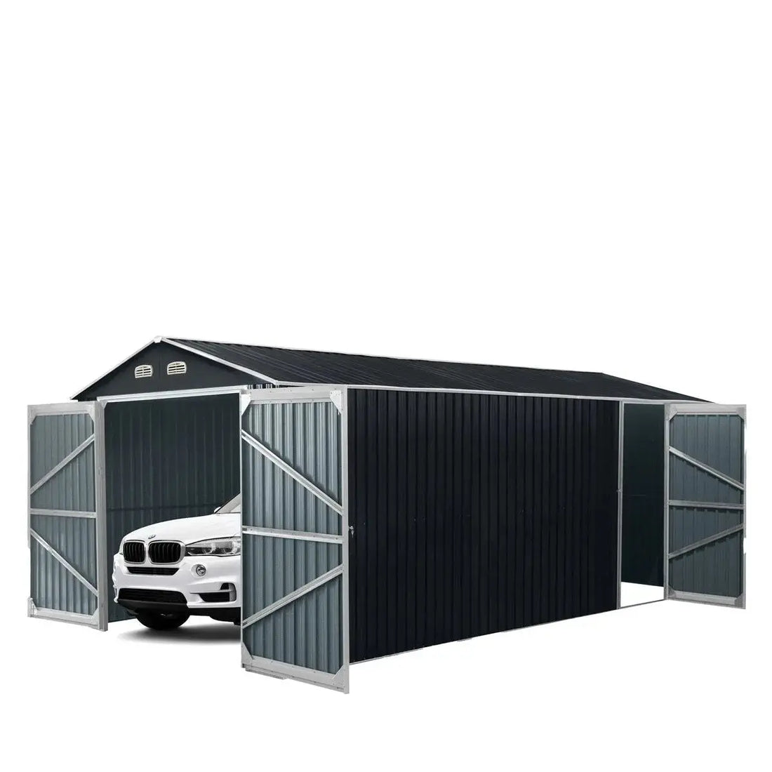 13' x 20' Metal Garage Shed with Double Front Doors, 7'9" Peak Height, Side Entry Door, 240 Sq-Ft Floor Space, TMG-MS1320A Doba