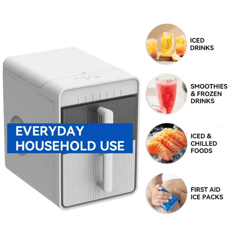 PSZBJ-K12   Automatic Ice Maker-Blue Storage Ice for Outdoor Camping. Features: 12kg/day capacity, PVC material (BPA-free), touch controls, quick ice-making, coffee ice cubes, car-friendly des Doba