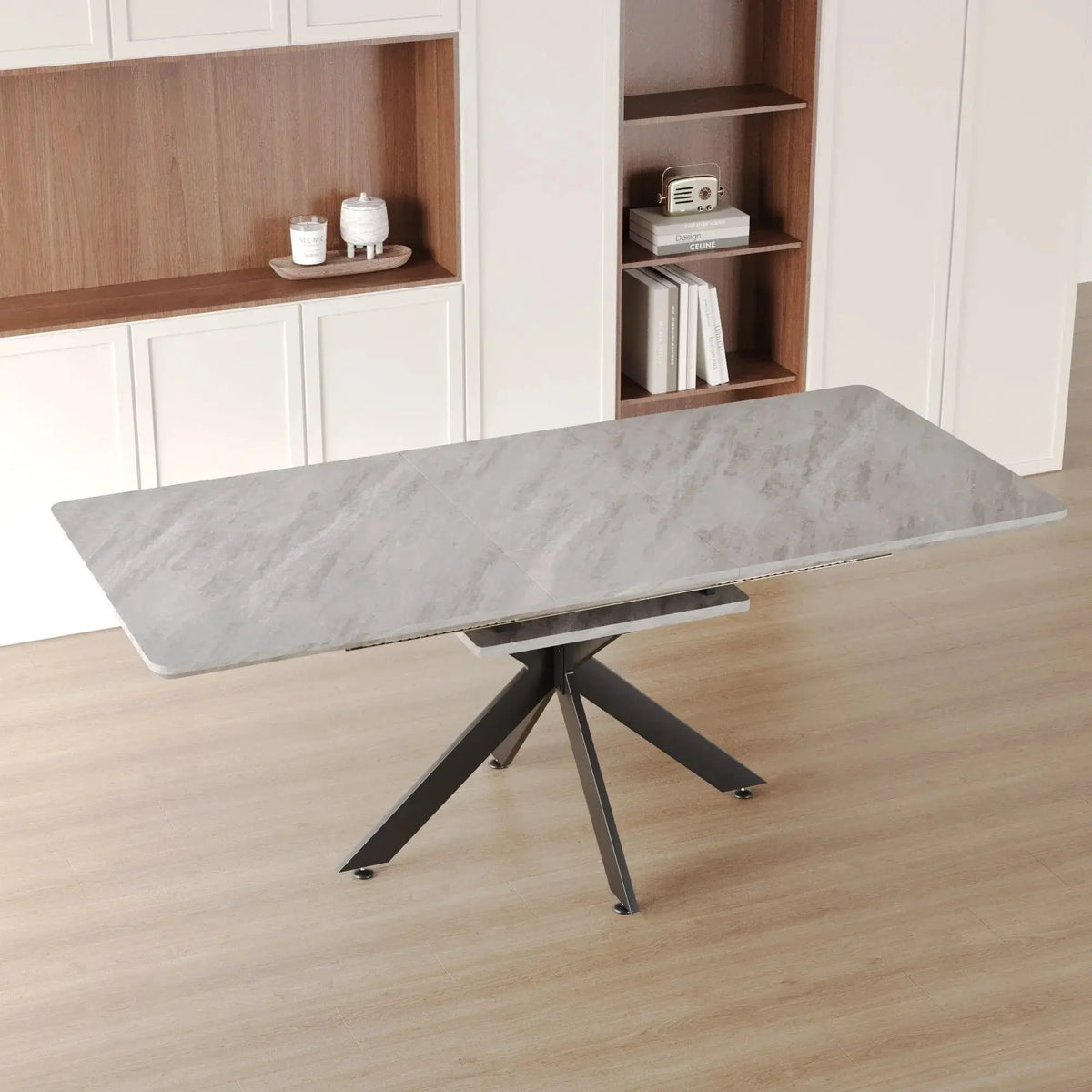 62.4" extendable 78.15" dining Table Set for 6-8 Person for Dining Room,C-shaped Tube Soft padded armless dining chair and Very large Dining Room Table Kitchen Table Chair Set with metal Legs Doba