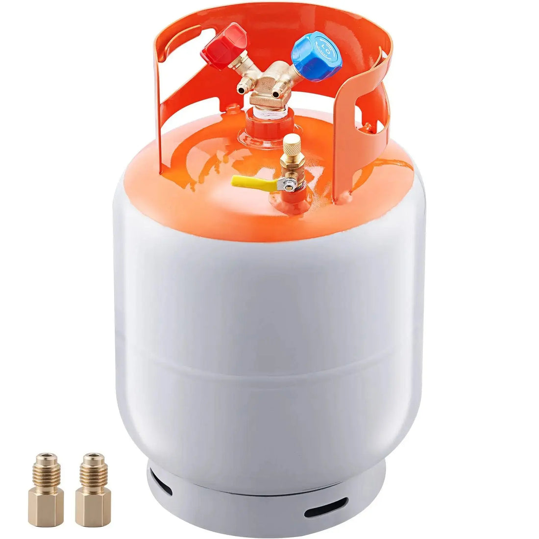 Refrigerant Recovery Tank, 30 LBS Capacity, 400 psi Portable Cylinder Tank with Y-Valve for Liquid/Vapor, High-sealing Recovery Can for R22/R134A/R410A, Orange+Gray Doba