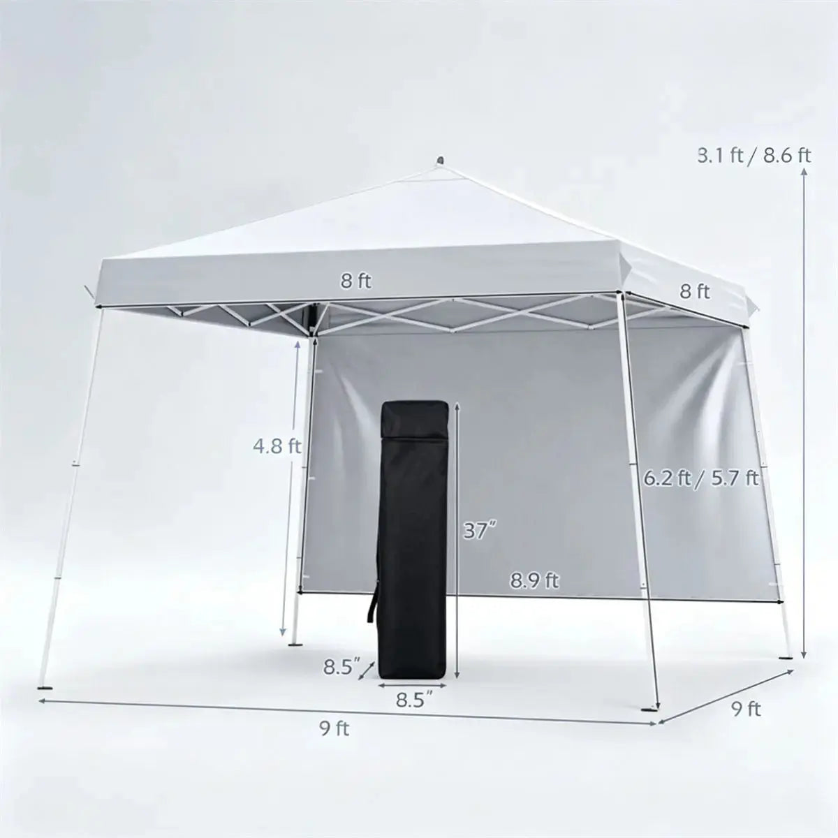 Adjustable 9x9 Outdoor Canopy Tent with Waterproof Sidewalls and UPF 50+ Protection Doba
