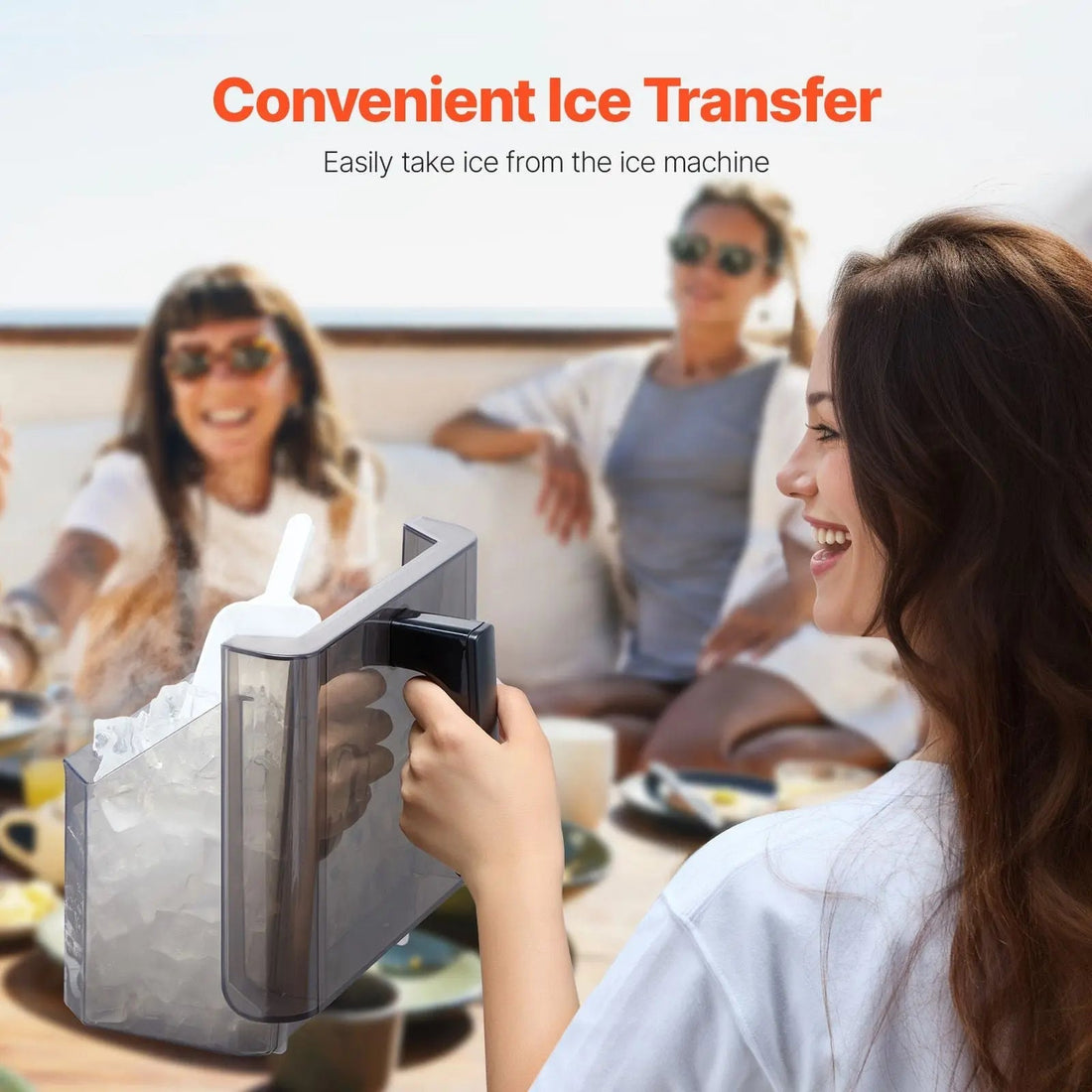 Countertop Ice Maker, 32 Cubes Ready in 15 Mins, 46lbs in 24Hrs, Self-Cleaning Portable Ice Maker with Convenient Ice Transfer, Ice Machine with 3 Sizes Ice Cube for Home Kitchen Office Party Doba