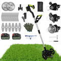 21V Electric Weed Edger Cordless String Trimmer Grass Mower Eater Bush Cutter with 16800RPM 2x 3000mAh Batteries 3.6-4.6FT Length 90° Rotatable Angle Saw Blade Steel Blade String Blade GPCT5290 Doba
