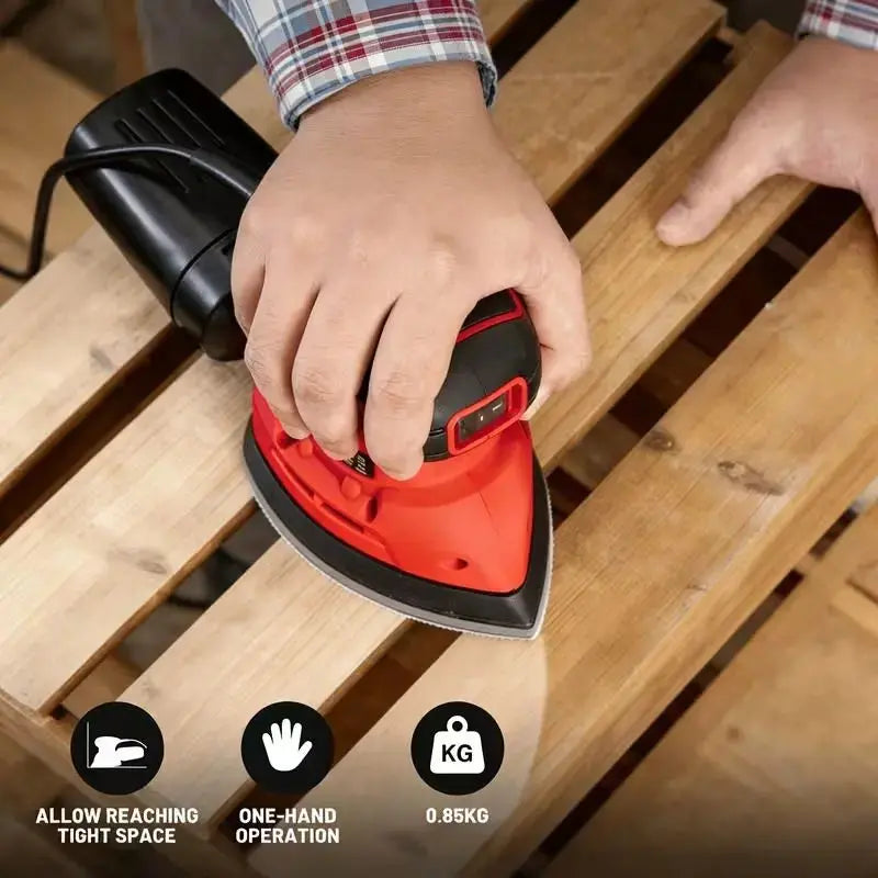 130W Electric Detail Sander, Handheld Mouse Sander with Dust Collection System, 13200 RPM Mini Sanding Tool with 12 Sandpapers for Woodworking, DIY and Tight Spaces Doba