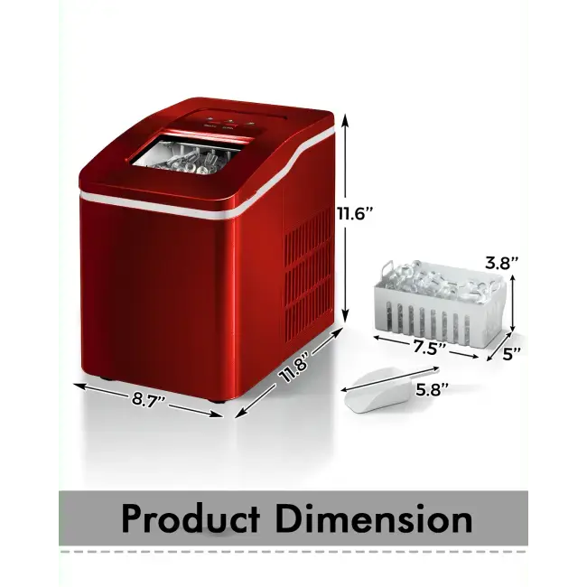 26lbs/24h Portable Countertop Ice Maker Machine with Scoop Doba