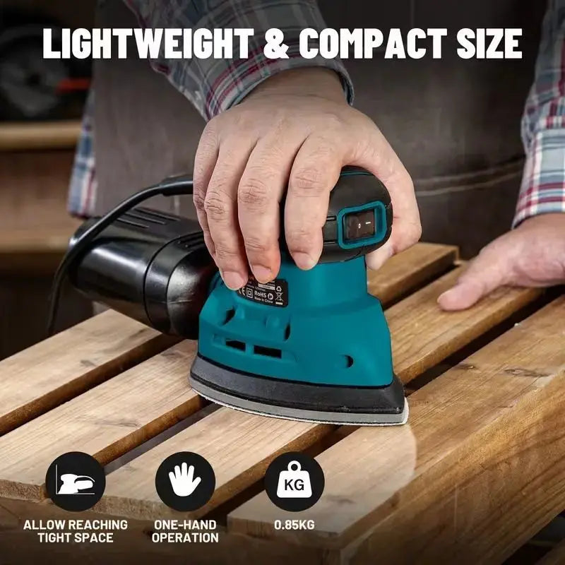 130W Electric Detail Sander, Handheld Mouse Sander with Dust Collection System, 13200 RPM Mini Sanding Tool with 12 Sandpapers for Woodworking, DIY and Tight Spaces Doba