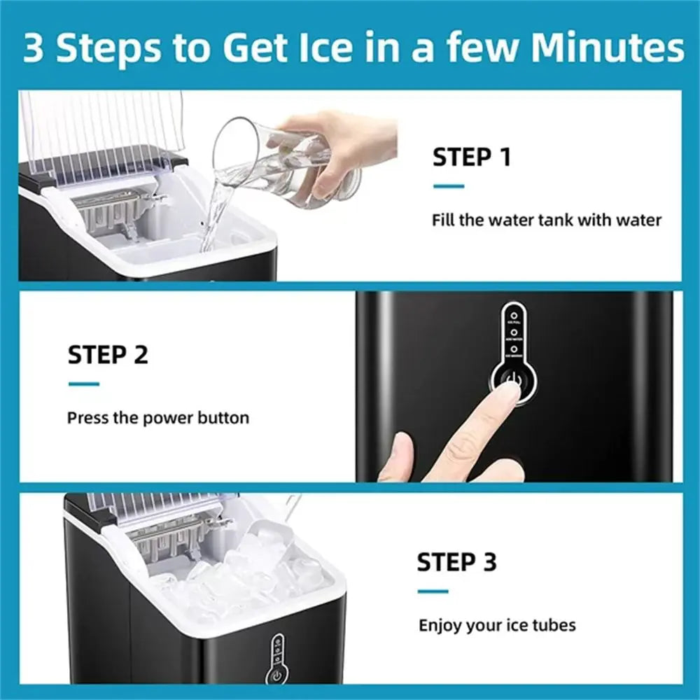Countertop Ice Maker Machine;  Portable Compact Ice Cube Maker with Ice Scoop & Basket;  26Lbs/24H Ice Machine for Home/Kitchen/Office/Bar;  Black;  Green;  Silver Doba