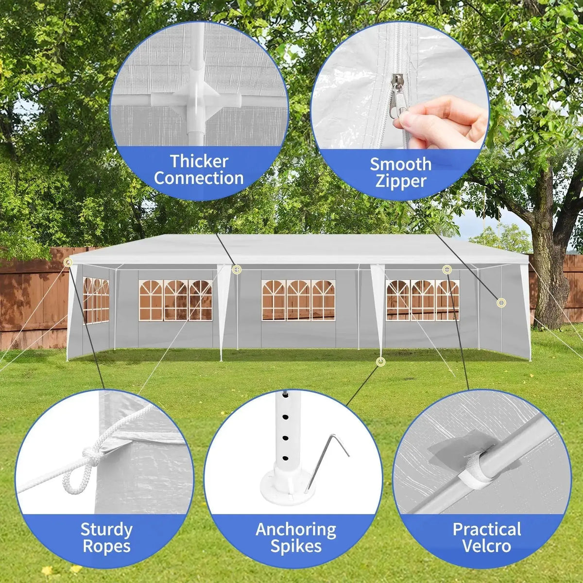 10'x30' Outdoor Party Tent with 8 Removable Sidewalls, Waterproof Canopy Patio Wedding Gazebo, White (self-pickup ONLY) Doba