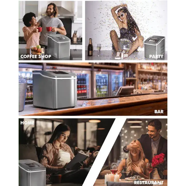26lbs/24h Portable Countertop Ice Maker Machine with Scoop Doba