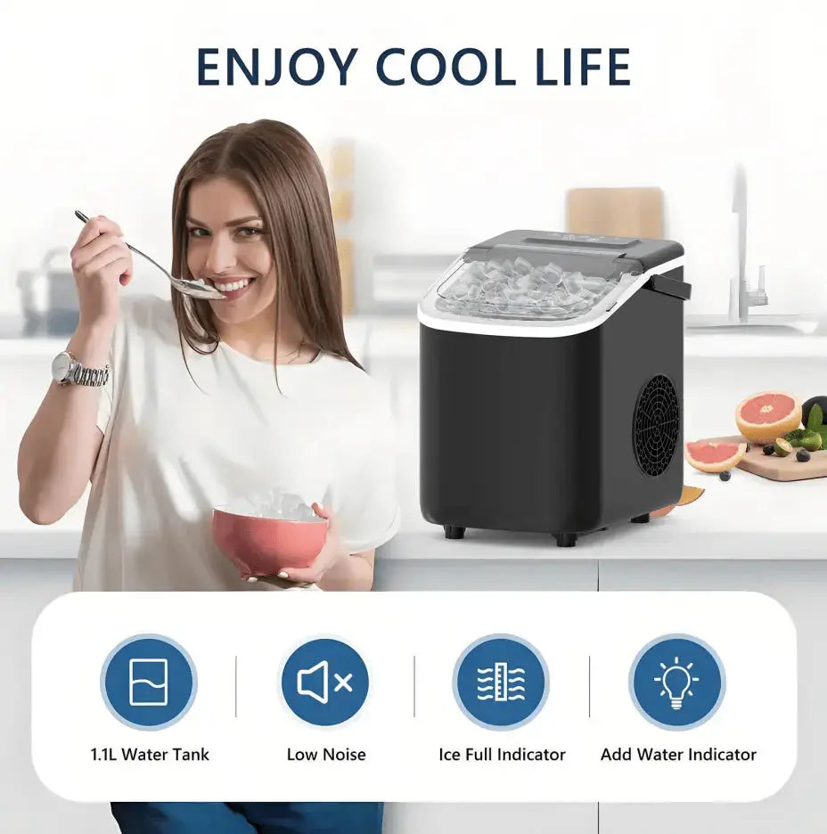 PSZ6Y10  Home Ice Maker-Outdoor Camping Ice Production 12kg/day bullet ice maker-PVC BPA-free, quick ice production. Coffee ice cubes, car fridge compatible. Alcohol ice maker with a Doba