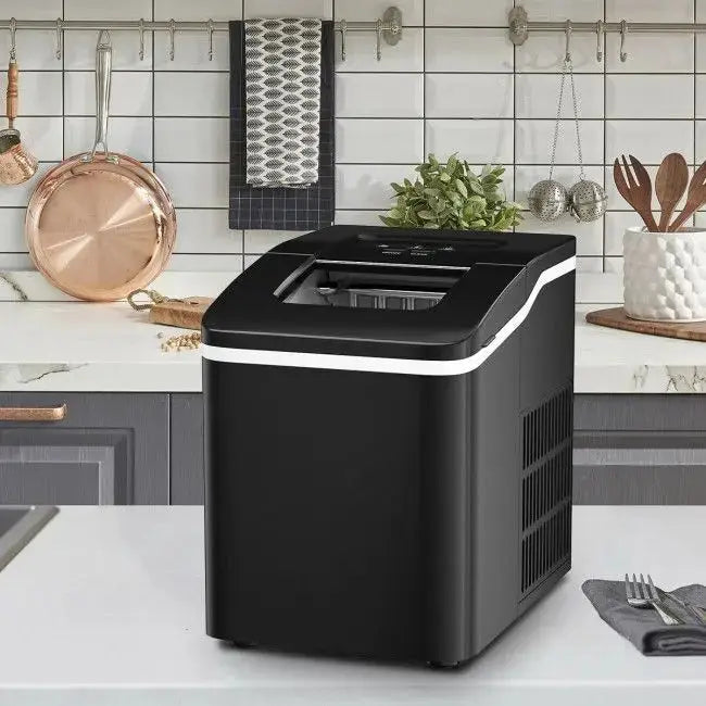 26lbs/24h Portable Countertop Ice Maker Machine with Scoop Doba
