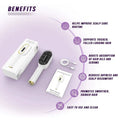 Multi-Functional 3-in-1 Scalp Massager & Hair Oil Applicator Brush | Cordless Electric Red & Blue Light Therapy Comb | Rechargeable & Portable Head Massager for Hair Growth & Relaxation (White) Doba