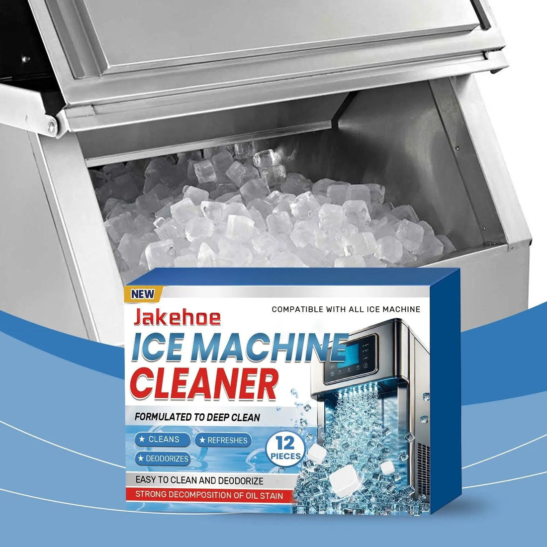 Ice Maker Cleaning Tablets, Descaling & Deodorizing Cleanser for Portable Undercounter Countertop Ice Machines, Efficient Mineral Scale Stain Remover, 12 Pack Doba