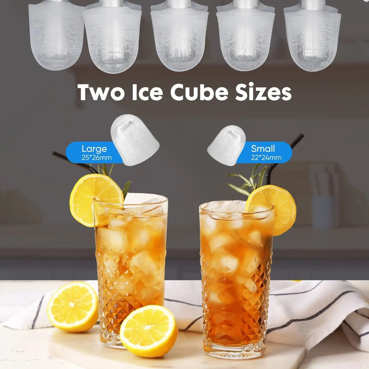 Countertop Ice Maker with Handle, 26lbs/24H Portable Ice Machine, 9 Bullet Ice Cubes Ready in 6 Mins, Self-Cleaning, Quiet Compact Ice Maker for Home, Kitchen, RV, Camping Doba