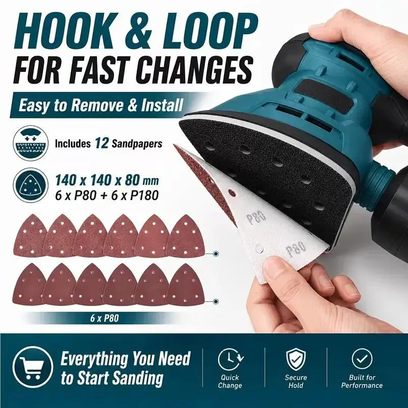 130W Electric Detail Sander, Handheld Mouse Sander with Dust Collection System, 13200 RPM Mini Sanding Tool with 12 Sandpapers for Woodworking, DIY and Tight Spaces Doba