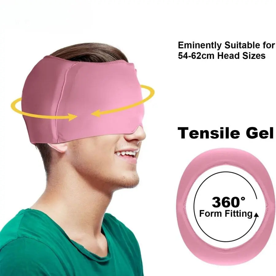360° Massage Migraine Relief Hat Stress Relief Eye Mask Gel Hot Cold Therapy Headache Pain Relief Cap  Ice Head Wrap for Headache and Puffy Eyes Doba