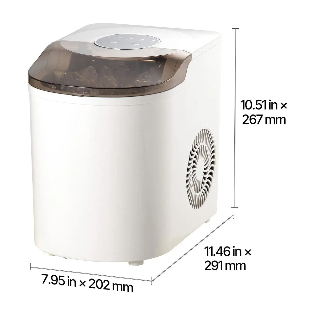 Countertop Ice Maker, 7 Cubes Ready in 6 Mins, 26 lbs per Day, Self-Cleaning Portable Machine with Ice Scoop, Ice-Making Machine with 2 Sizes Bullet Ices for Home, Kitchen, Office, Bar & Party Doba