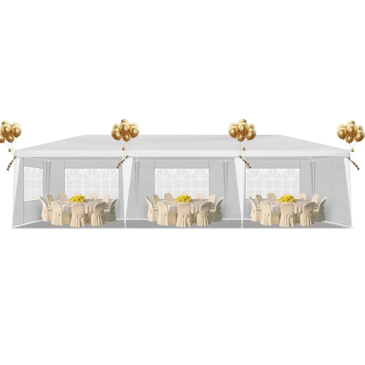 10'x30' Outdoor Party Tent with 8 Removable Sidewalls, Waterproof Canopy Patio Wedding Gazebo, White (self-pickup ONLY) Doba