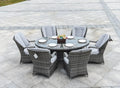 Direct Wicker Patio Wicker 7 Piece Oval Dining Set-Gray Doba