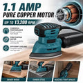 130W Electric Detail Sander, Handheld Mouse Sander with Dust Collection System, 13200 RPM Mini Sanding Tool with 12 Sandpapers for Woodworking, DIY and Tight Spaces Doba