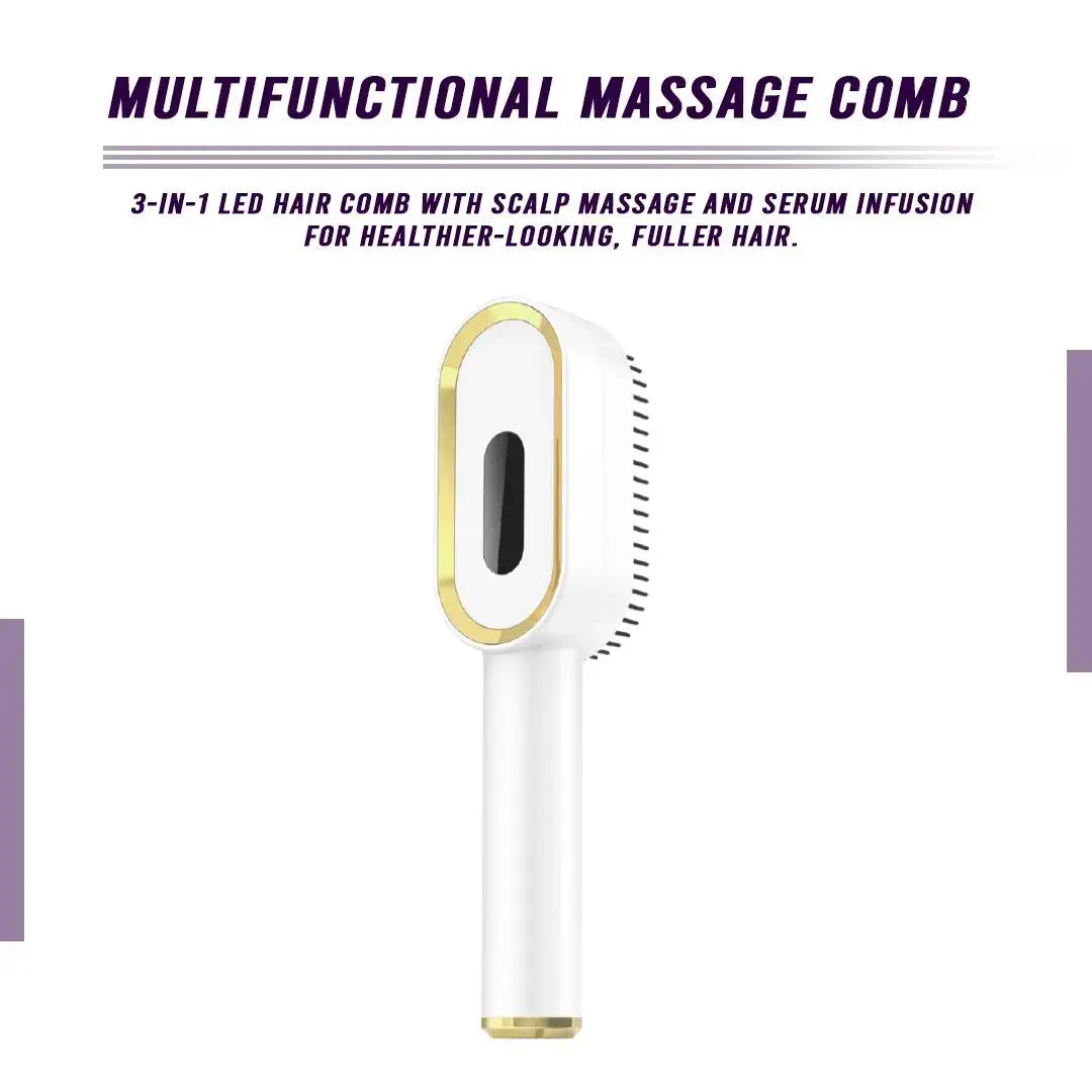 Multi-Functional 3-in-1 Scalp Massager & Hair Oil Applicator Brush | Cordless Electric Red & Blue Light Therapy Comb | Rechargeable & Portable Head Massager for Hair Growth & Relaxation (White) Doba